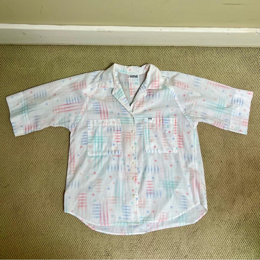 Vintage Patterned Collared Tee